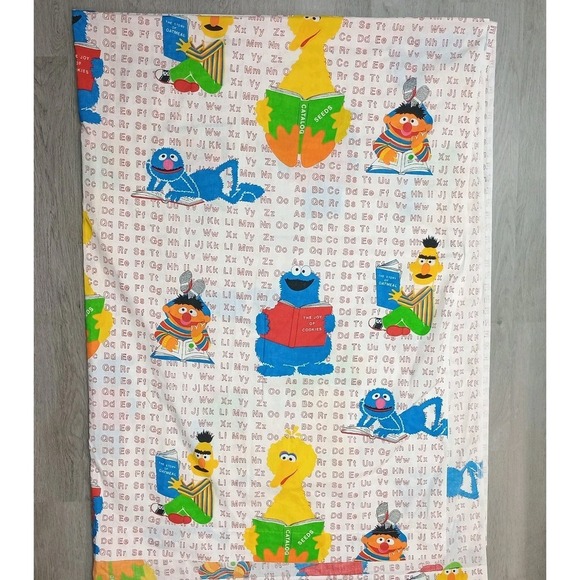 Sesame Street Other - Vintage Sesame Street Twin ABC Alphabet Storytime Book Flat Sheet Only
